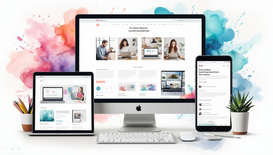 Пример адаптивного веб-дизайна, демонстрирующий, как один и тот же сайт корректно отображается на настольном компьютере, планшете и смартфоне. Изображение подчеркивает важность кроссплатформенной разработки и превосходного пользовательского опыта на всех устройствах.