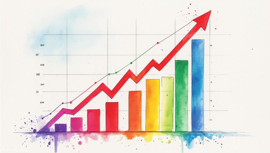 Рост ключевых показателей после оптимизации HTML на Битрикс. Изображение в виде графика, демонстрирующего увеличение трафика и конверсии благодаря качественной верстке.