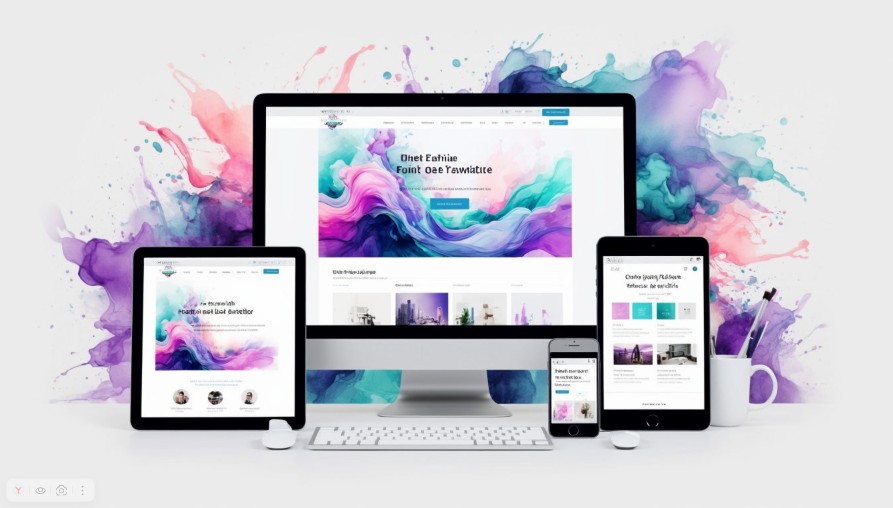 Современный сайт на разных устройствах: компьютер, планшет, смартфон. Изображение демонстрирует адаптивный дизайн, обеспечивающий идеальное отображение веб-ресурса на любом экране.